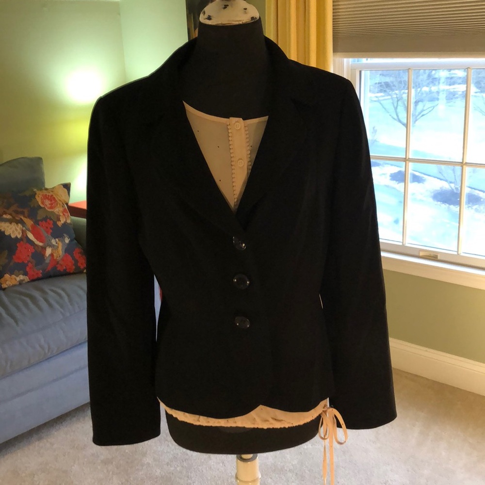Pleated Side Black Blazer